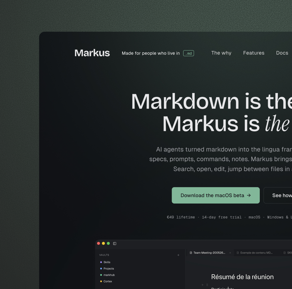 Markus — capture d'écran produit